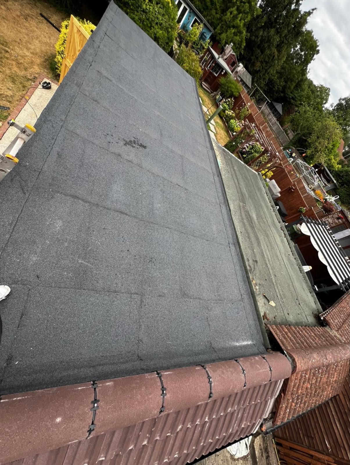 A completed felt roof by J P Building Services